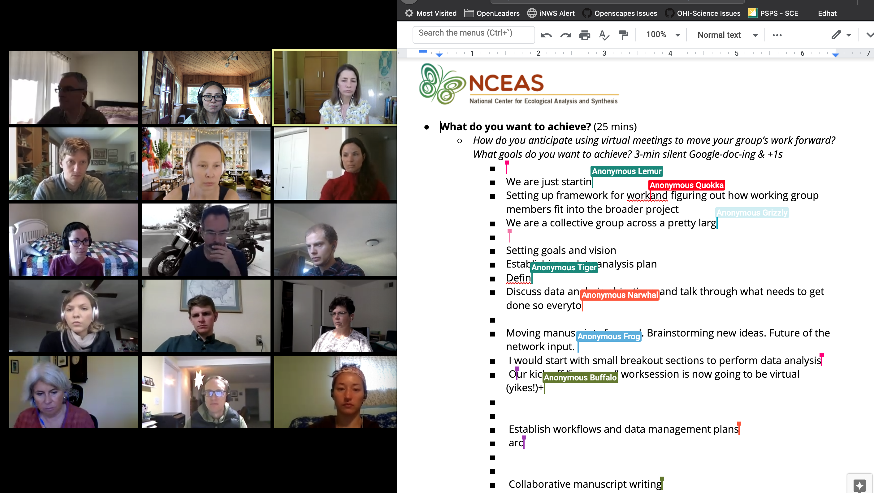 NCEAS training with google docs