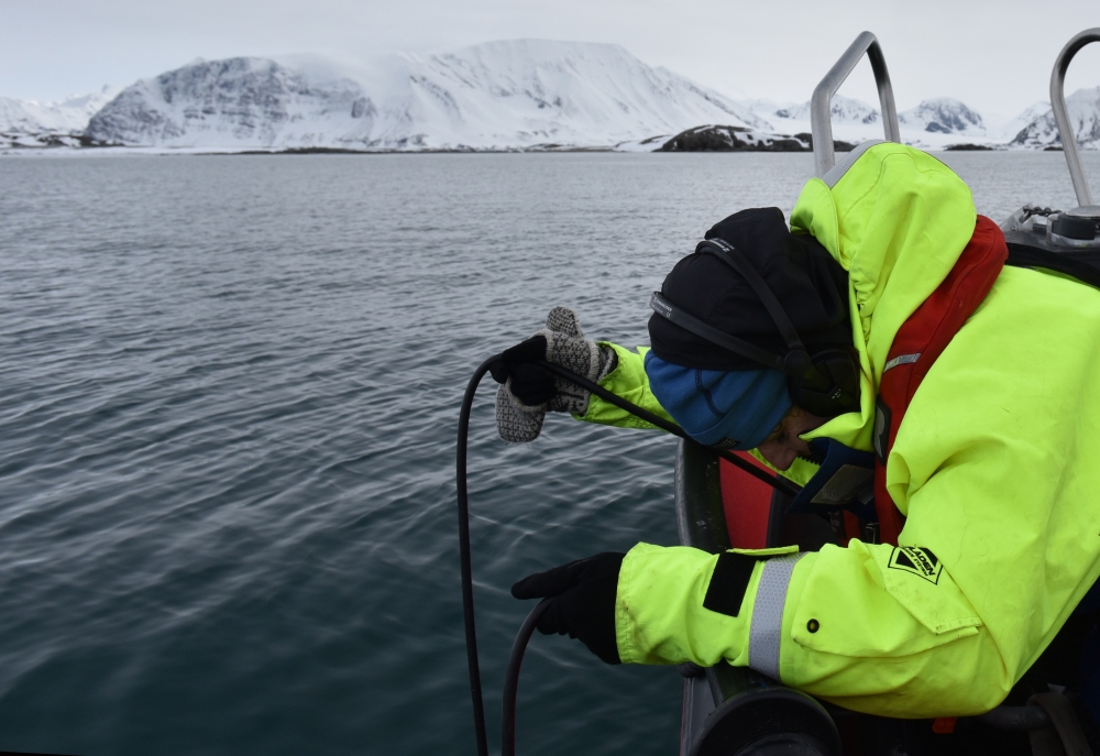 Researcher monitoring sound