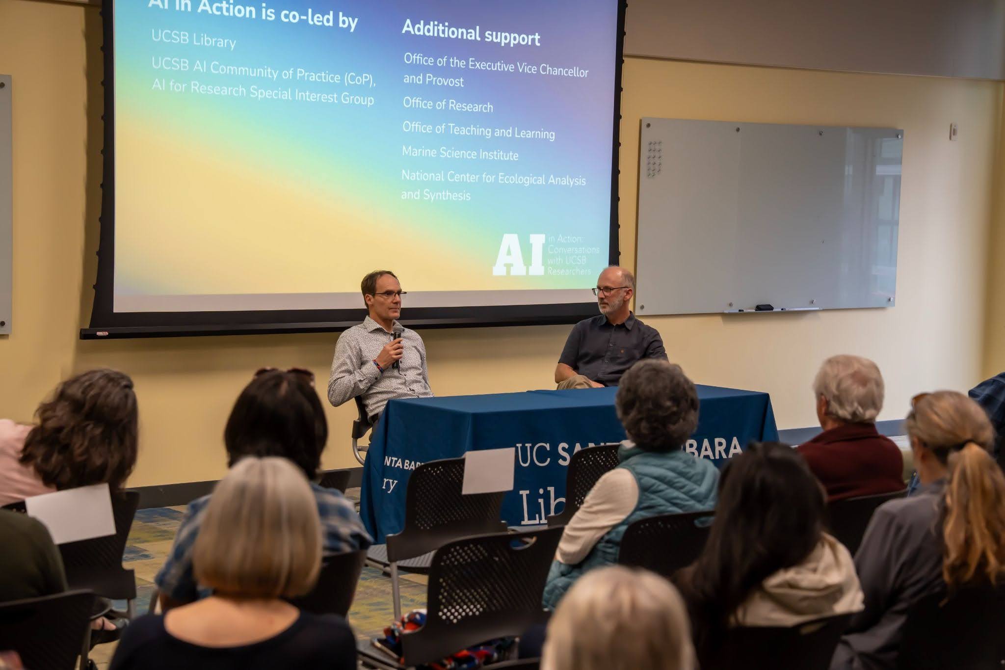 Ben Halpern, NCEAS Director, participating in the AI in Action series. Photo from UCSB Library Communications Office.