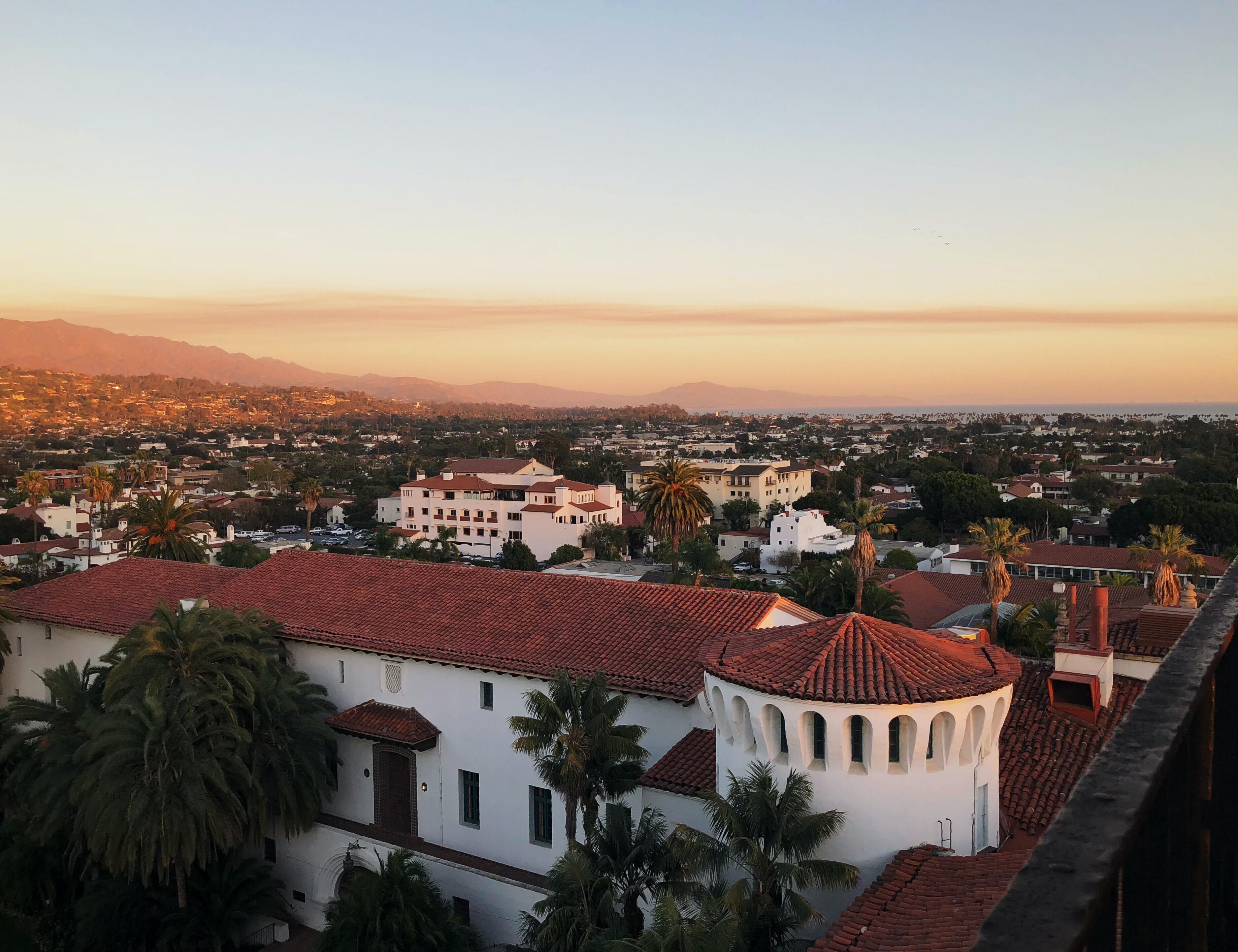 Sunset in downtown Santa Barbara