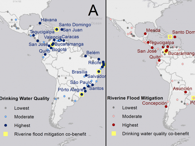 Drinking water and flood mitigation map for South America