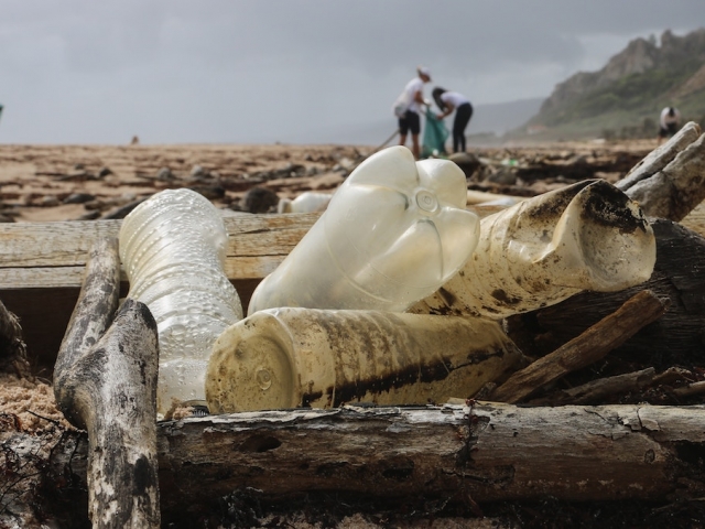 Plastic trash on the beach