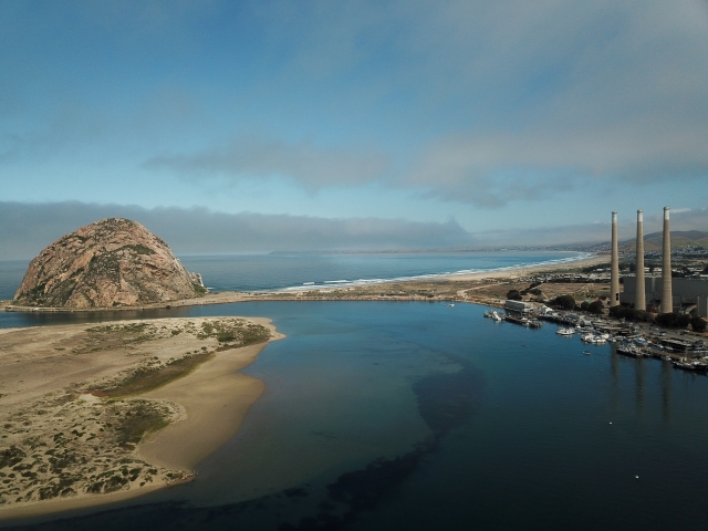 Morro Bay with smoke stacks