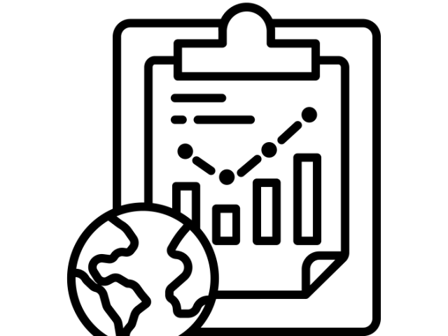 Earth and clipboard with graphs