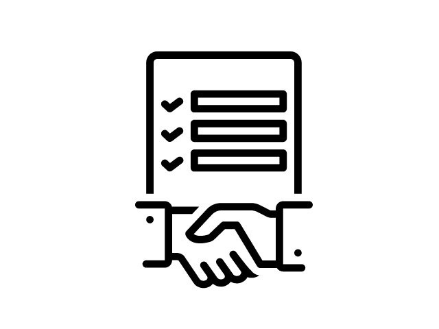 An icon image of a document and a handshake.