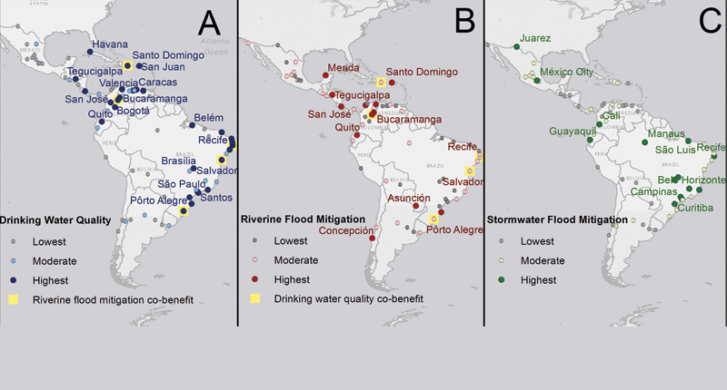 Drinking water and mitigation maps in South America