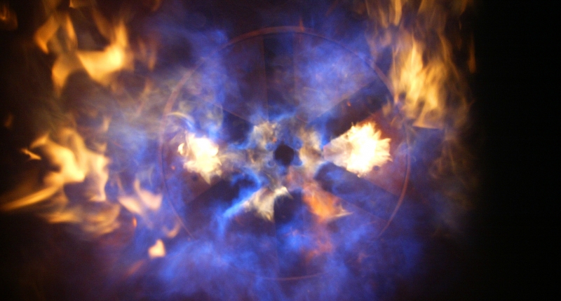 intense natural gas flames
