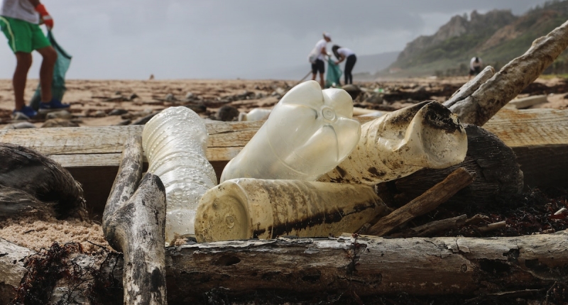 Plastic trash on the beach