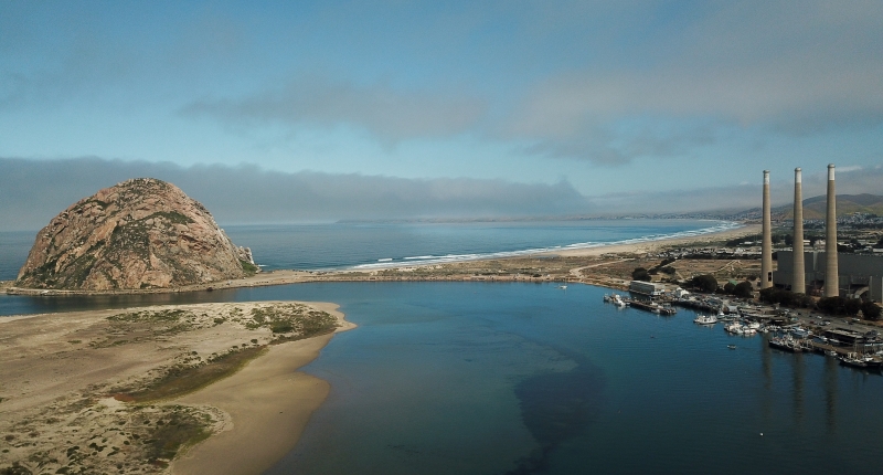 Morro bay with smoke stacks