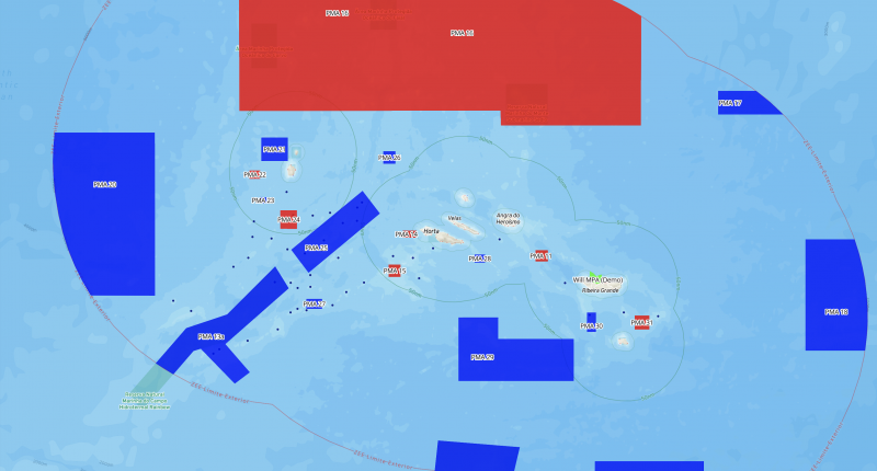 A screenshot of a map of The Azores Marine Protected Areas. 