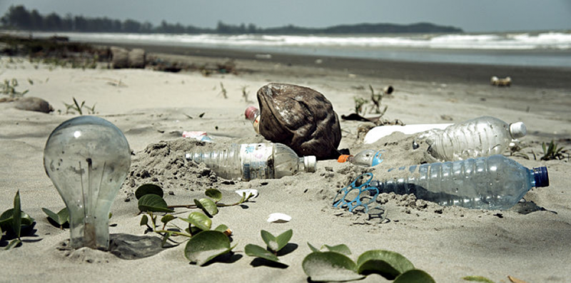 Plastic waste on a beach in Malaysia