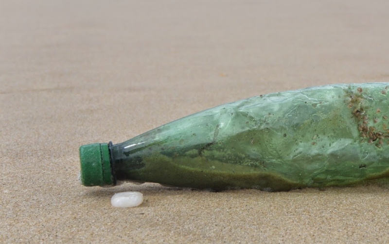 plastic bottle on beach