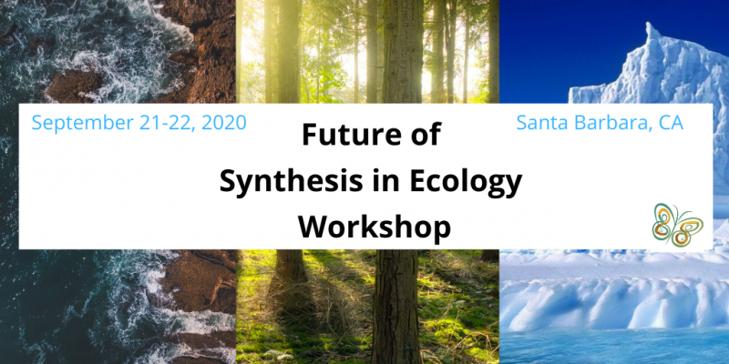 Images of nature with text box providing details on the Future of Synthesis in Ecology Workshop taking place September 21-22, 2020 at NCEAS